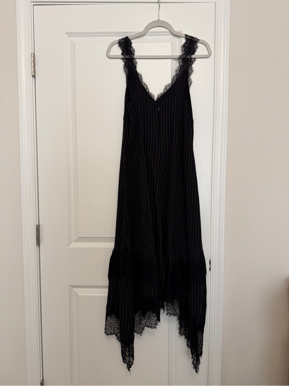 All Saints Skylar Lace-Trim Pinstripe Midi Dress - Picture 3 of 8